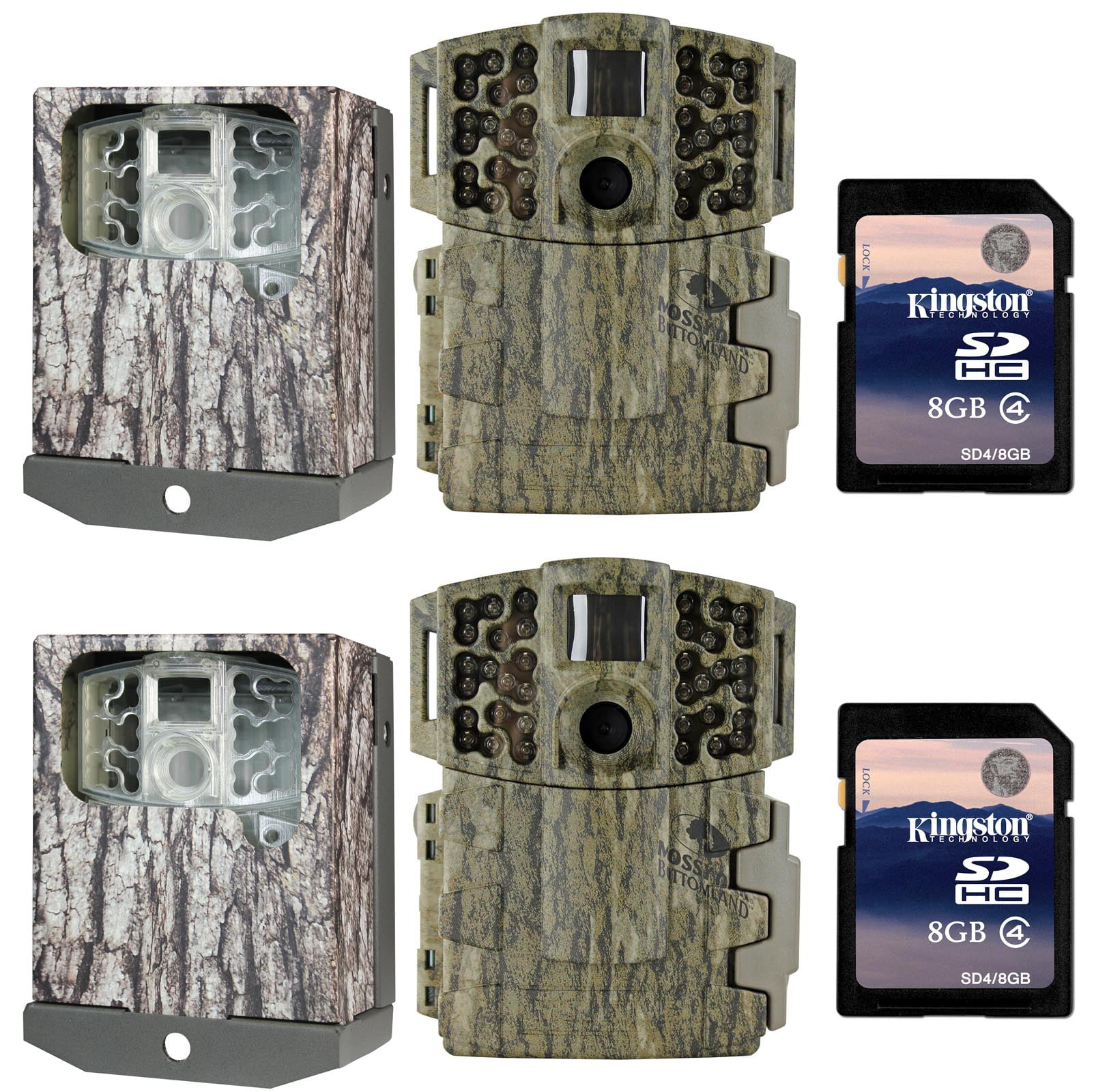 (2) MOULTRIE Game Spy M880 Gen2 Low Glow Cameras + Security Boxes + SD