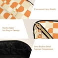 thumbnail image 5 of FORMRS Makeup Bag Travel Cosmetic Organizer for Women Fold Flat Zipper Pouch with Handle, Orange Checkered Pattern, 5 of 8
