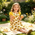 thumbnail image 5 of Lanbubble Toddler Girl dresses Flutter Sleeve Dress with Back Bowknot Casual Sundress For Girls 3-7 Years, 5 of 6