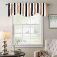 thumbnail image 6 of Orange Navy Blue Striped Tie Up Valances Curtain, Adjustable Kitchen Modern Valances for Windows Decor, Rod Pocket Short Curtains Set for Bedroom/Bathroom, 42"x12", 6 of 9
