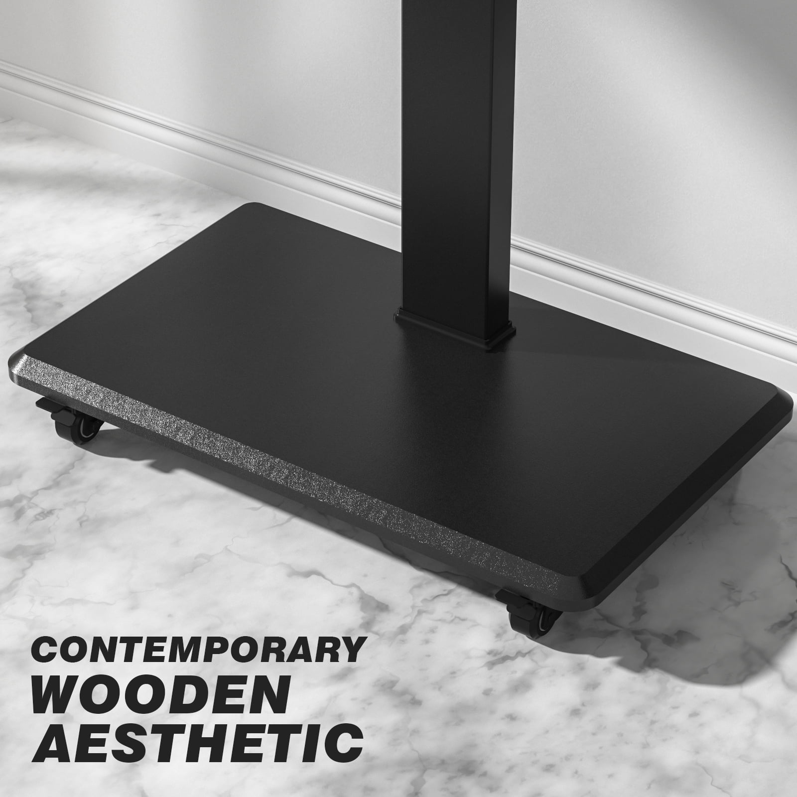 RTVR Modern Rolling TV Stand for Flat Screens up to 85 inch, 3 Shelves Mobile Swivel Tall TV Cart Home Office, Black