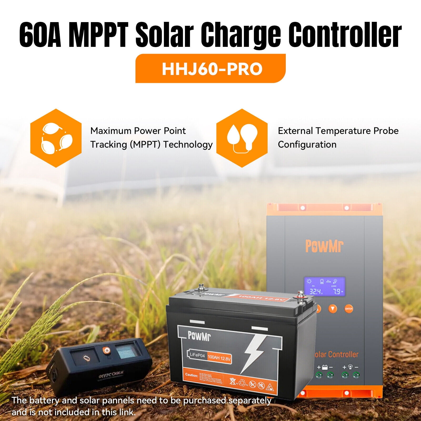 Parallel 12 PowMr 60A MPPT Solar Charge Controller 12V 24V 36V 48V  MAX PV160v