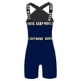 thumbnail image 2 of CHICTRY Big Girls Printed Halter Neck Straps One Piece Boyleg Swimsuits Athletic Rashguard Wetsuits Navy Blue 6, 2 of 5