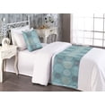 thumbnail image 2 of Floral Bed Runner Set, Swirly Floral Like Scribbles Lace Design Orderly Repeated Pattern of Art, Decorative Bedding Scarf & a Pillow Sham for Hotels Homes, Twin, Cadet Blue White Ecru, by Ambesonne, 2 of 3