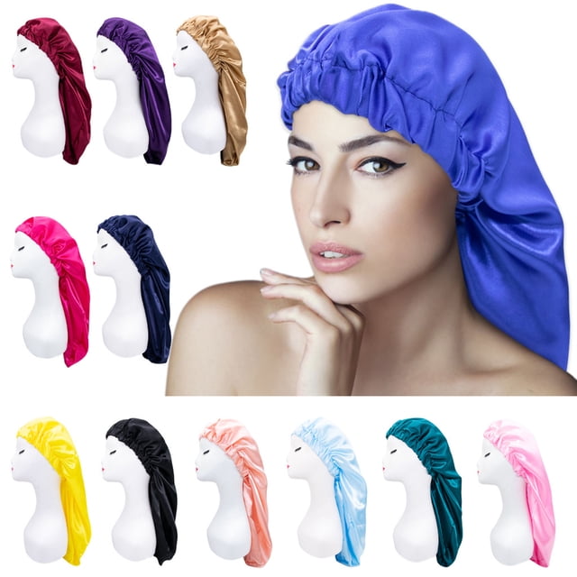 Neinkie Bonnet Élastique Doux pour Femmes Respirant Multifonctionnel Large Bord Cheveux Longs Nuit Sommeil Ajustable