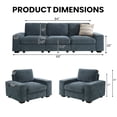 thumbnail image 5 of MAEVIS Modern Modular Chenille Sectional Sofa with Storage Space and Detachable Cover and Solid Wood Fame 3-Seat Modular Sectional Sofa & 2-Piece Armchair,Blue, 5 of 6