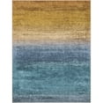 thumbnail image 2 of Well Woven Abstract Sunset Modern Vintage Boho Gradient Flat-Weave Blue Gold 9'10" x 13' Area Rug, 2 of 7