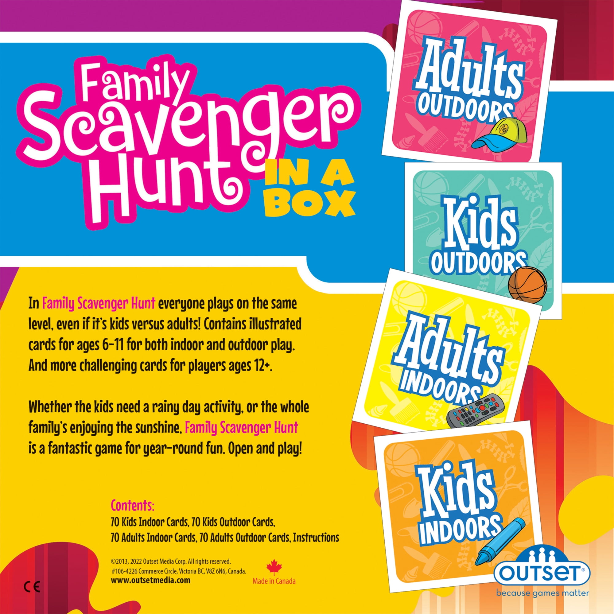 Family Scavenger Hunt In A Box - Updated Version, Outset Media, Indoor & Outdoor Game For Children & Families, Search For Objects On Your Cards, 2+ Players, Kids & Adults Ages 6+