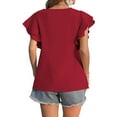 thumbnail image 5 of Youyipin Womens Tops Ruffle Short Sleeve Cute Crew Neck Bacis T Shirts Casual Blouses Summer Tops For Women, 5 of 8