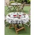 thumbnail image 3 of Outdoor Tablecloth with Umbrella Hole and Zipper, Groundhog Day Round Table Cloth 60 Inch Waterproof Tablecloth, Red Bow Knot Black Plaid Picnic Table Cover for Patio Camping, 3 of 7