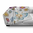 thumbnail image 3 of Cartoon Soft Flannel Fleece Blanket, Lilac and Blue Baby Kid Butterflies Flying Between Spring Flowers Cheerful Nature, Cozy Plush for Indoor and Outdoor Use, 60" x 80", Multicolor, by Ambesonne, 3 of 6