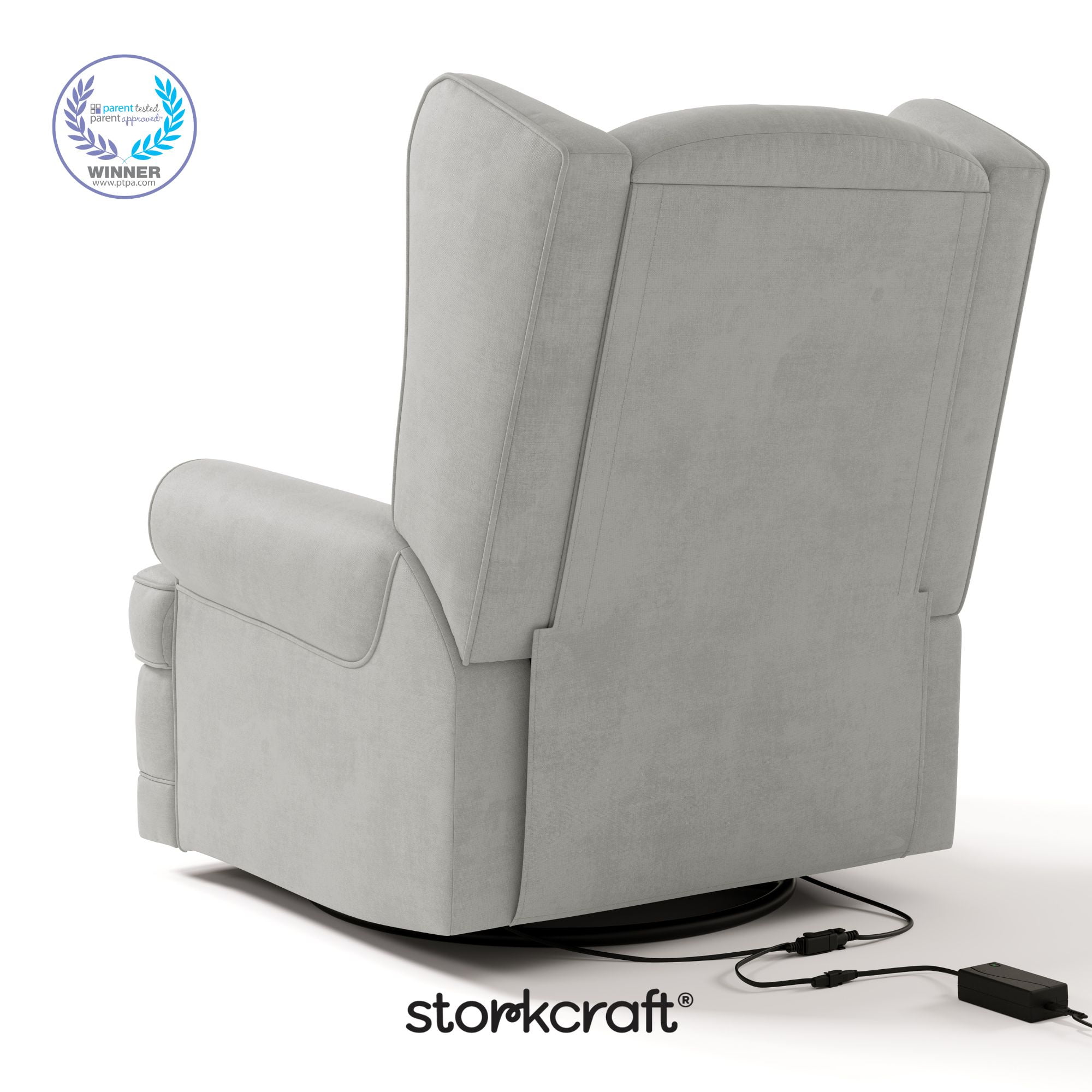 Storkcraft Serenity Wingback Upholstered Recline Glider with USB
