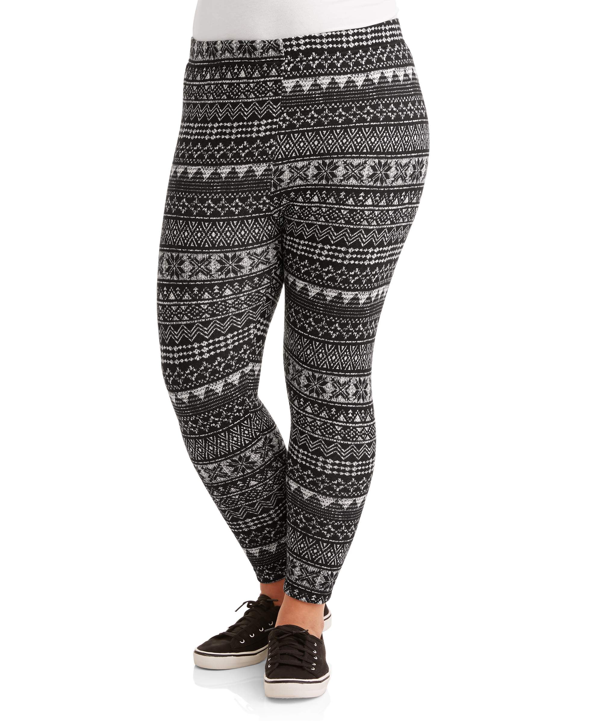 Faded Glory Women's Plus Fleece Lined Basic Legging 2 Pack Walmart