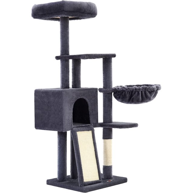 Cat Tree .Cat Tower for Indoor Cats MultiLevel Cat Condo with Removable Washable Perch Cover Cat Furniture with Scratching Post and Board Basket Cave Light PCTW
