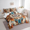 thumbnail image 3 of Homewish Boho Bohemain Dreamcatcher 7 Pieces Bedding Comforter Set,Western Country Farmhouse Full Bedding Set,Brown Beige Cyan Fitted Sheet Flat Sheet For Men Women,Breathable Home Decor Reversible, 3 of 8