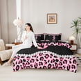 thumbnail image 4 of Manfei Leopard Print Letter J Bow Bedding Comforter Set, Rhinestone Queen Bedding Sets for Girls Women, Black Reversible, 7pcs, 4 of 7