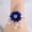 Sapphire, variant on Elegant Daisy Flower Bracelet for Brides and Bridesmaids - Gold Leaf Bead Stretch Bracelet with Rhinestone Centerpiece