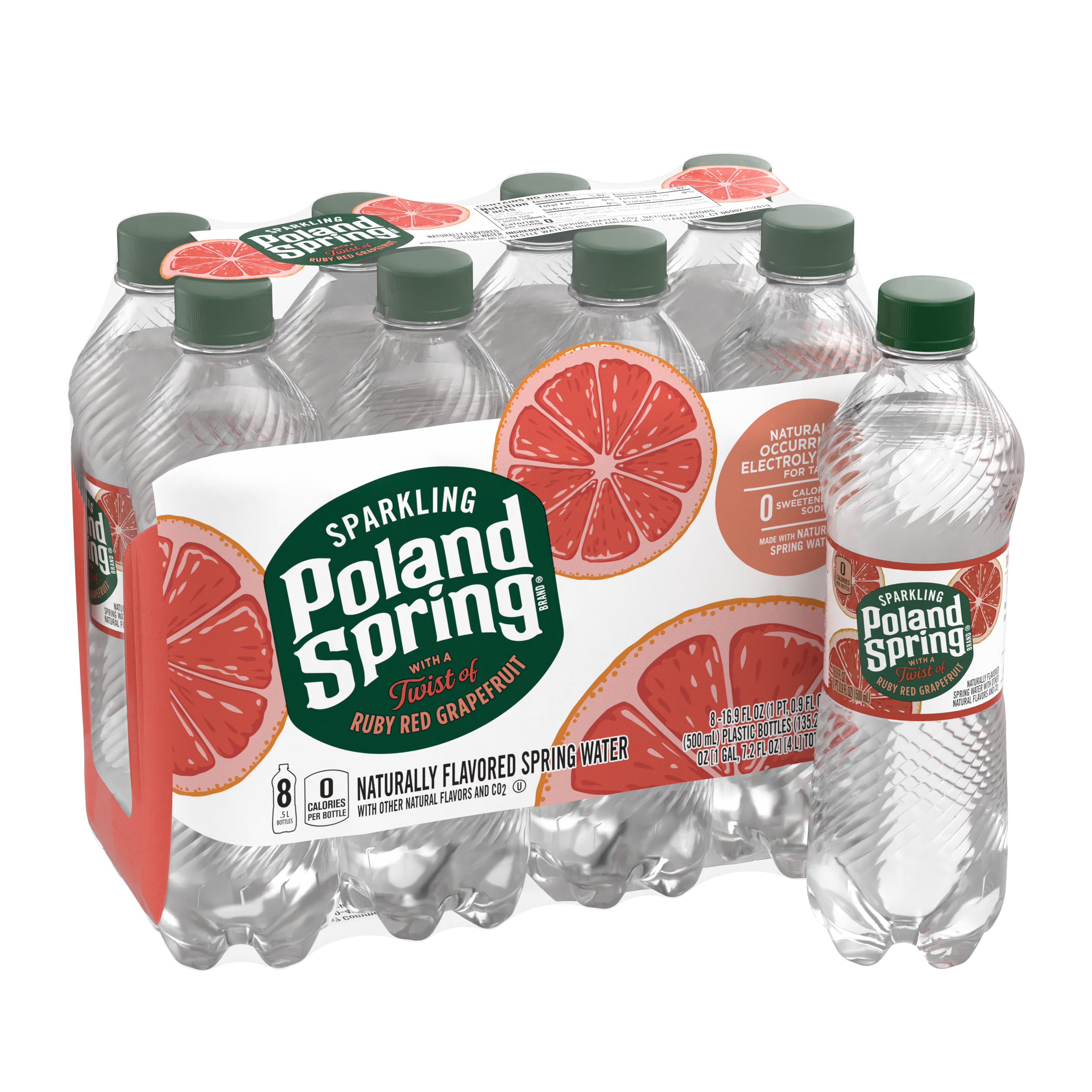 Poland Spring Sparkling Water, Ruby Red Grapefruit, 16.9 oz. Plastic Bottles (8 Count) Walmart
