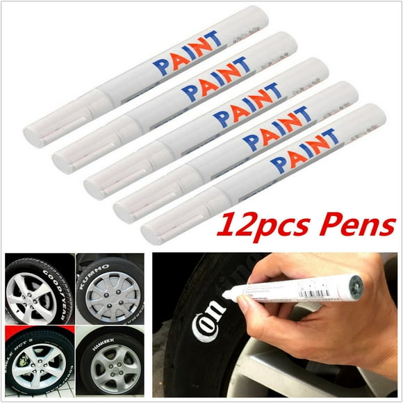 TechWave 12pcs White Car Tyre Tire Tread Paint Marker Pen Tire Pen Parts Sweden 81432751 Kites for Adults Large Parts Runner Shirt Car Power Station Kite Large Power Station Kites for Adults Cat Power