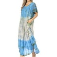 thumbnail image 3 of Sakkas Mika Ombre Floral Caftan Dress - Blue / Cream - One Size, 3 of 5