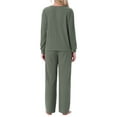 thumbnail image 3 of INSPIRE CHIC Womens Ribbed Knit Pajamas Sets 2 Piece Long Sleeve Top and Pants Sleepwear Pjs Loungewear Outfits 2XL Olive Green, 3 of 5