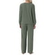 thumbnail image 3 of INSPIRAR CHIC Conjuntos de Pijamas de Punto Acanalado para Mujeres de 2 Piezas, Parte Superior de Manga Larga y Pantalones, Ropa de Dormir, Pijamas, Conjuntos de Ropa de Casa en Verde Oliva, 3 of 5
