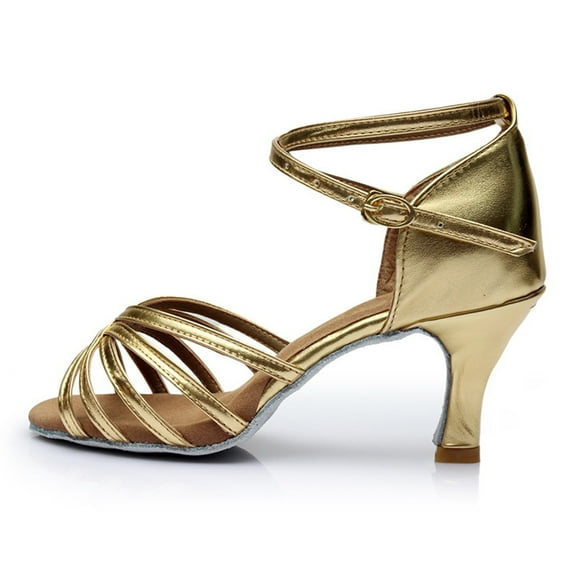 OUNONA High Heel Sandals Simple Durable Soft-Soled Latin Shoes Heel Sandals for Woman (Golden 7cm, 37 Yards, EU37.5,US6.5,UK4,23.5CM，6.5US,4UK，37.5EU,9.2355Inch)