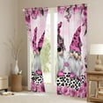 thumbnail image 3 of Cute Gnome Window Curtain Set of 2 Panels,Valentine's Day Romantic Lovers Window Drapes,Watercolor Pink Flowers Leopard Patchwork Curtain Adults Bedroom Decor,38Wx45L, 3 of 6