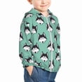 thumbnail image 2 of Kids Zip Up Hoodie for Boys Girls Toddler - Cute Cartoon Husky Funny Green Lightweight Long Sleeve 5-6T Boys Girl Clothes, Sun Protection Windproof Jackets Hoodie Sweatshirt, 2 of 7