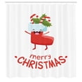 thumbnail image 3 of Ambesonne Christmas Shower Curtain, Happy Sock Candy Canes, 69"Wx84"L, Dark Pink and White, 3 of 5