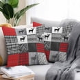 thumbnail image 3 of Outdoor Pillow Cover Red Black Checked Plaid Elk Set of 2 Waterproof Throw Pillowcases Gray White Decorative Patio Furniture Pillows for Couch Garden Indoor & Outdoor Use, 3 of 9