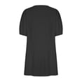 thumbnail image 4 of Wycnly Womens Dresses Loose Flowy Ruffle Swing Soft Cotton Linen Beach Mini Sun Dresses Casual Solid Round Neck Short Sleeve Short Summer Dress Black l Under $5, 4 of 6