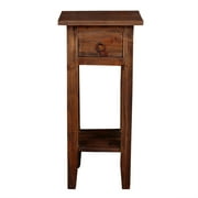 Sunset Trading Cottage Narrow Wood Side Table in Raftwood Brown/Antique Iron