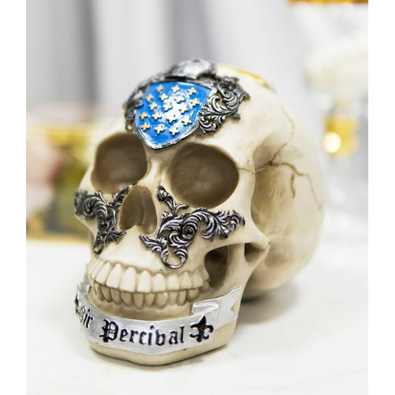 Legendary King Arthur Roundtable Knights Sir Percival Holy Grail Skull Statue