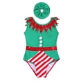 thumbnail image 4 of TiaoBug Kids Girls Christmas Santa Elf Costume Gymnastics Dance Leotards Bodysuit 4-14 A Green 14, 4 of 7