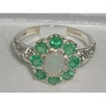 thumbnail image 4 of LBG British Made Solid 10k White Gold ring with Natural Opal & Emerald Womens Engagement Ring - 33 size options - Size 9.75, 4 of 6