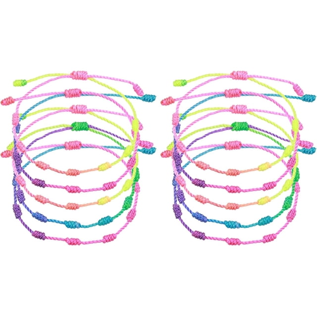 10 Pcs Adjustable Cord Bracelet String, 7 Knot Good Luck Handmade Braided String Protection for Women DIY Wrist Jewelry Making, 13-26cm Long