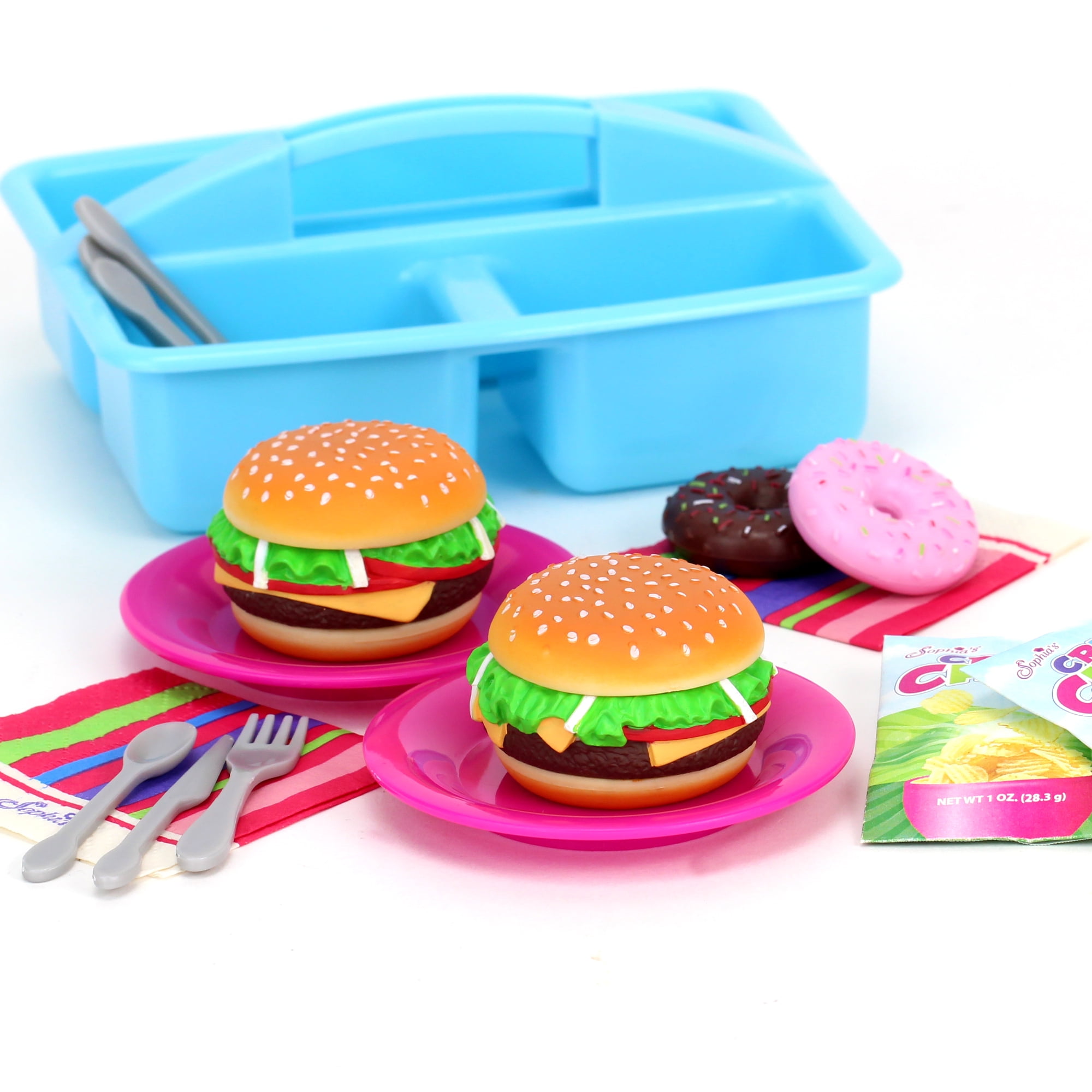 Blue School Lunchbox w Lunch 18 inch American Girl Doll Food