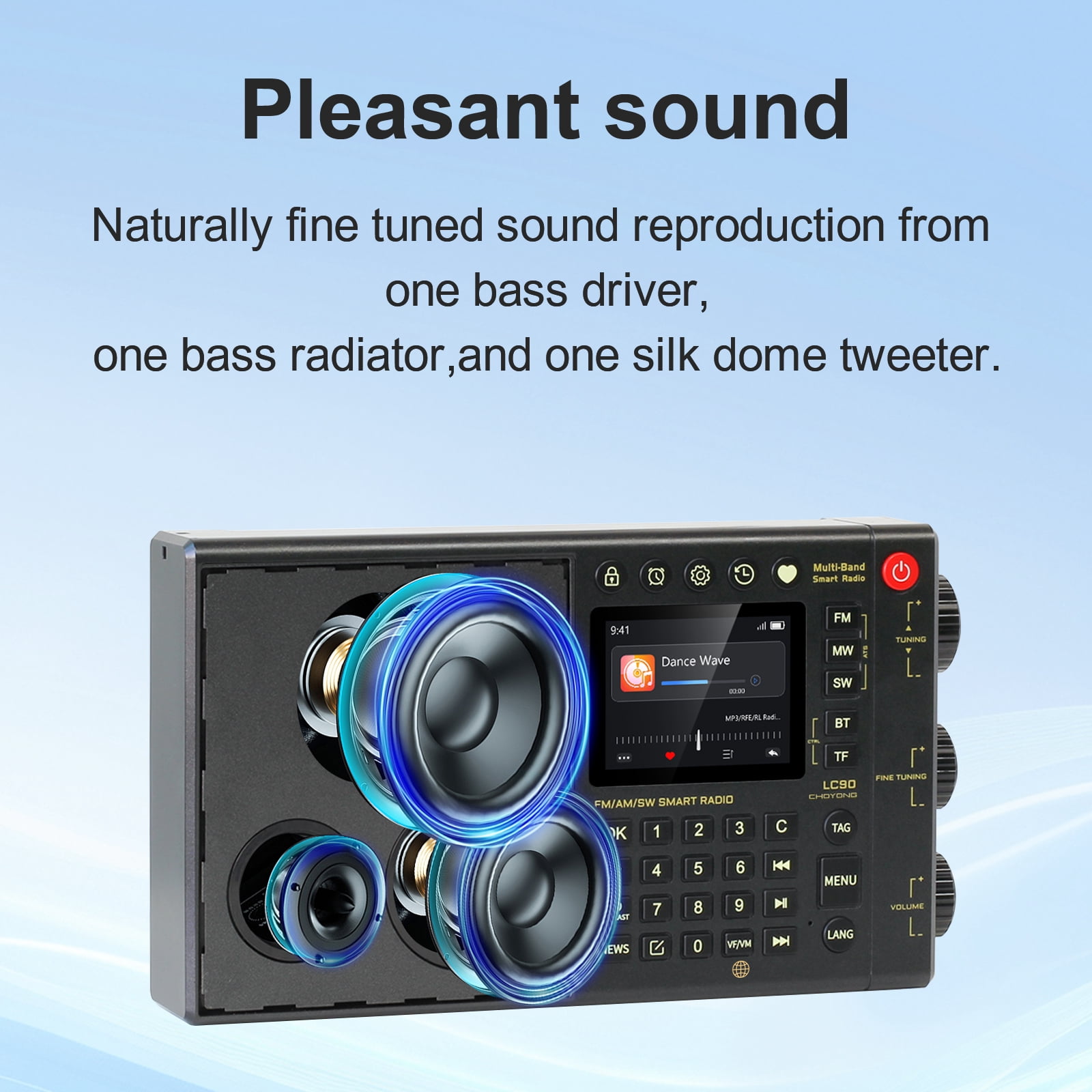 CHOYONG LC90 Multi-Band Smart Internet Radio Portable AM/FM, Longwave and Shortwave Radio with WiFi/4G, Bluetooth, TF Card，Portable Shortwave  Receiver with SSB,choyoung Radio