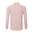 thumbnail image 5 of USNSM Mens Cotton Linen Henley Shirts Long Sleeve Casual Shirt Summer Beach Hippie T-Shirt Solid Button Standing Collar Shirt with Pocket Pink XL, 5 of 8