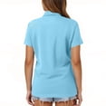 thumbnail image 4 of Women's Polo Shirts Cotton Short Sleeve Shirt 3 Buttons Collared Shirts Summer Casual Wicking Golf Tops Light Blue M, 4 of 5