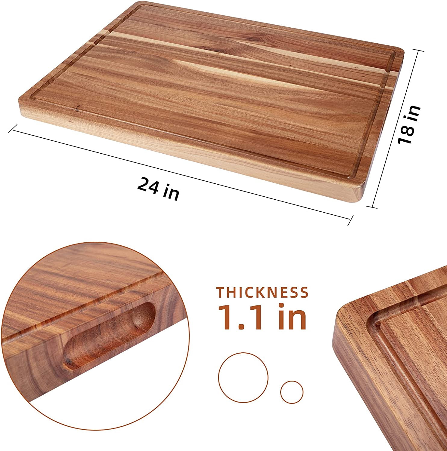 DYTesa Acacia Wood Cutting Board with Juice Groove, 24"x 18"x 1.2" Extra Large & Thick Butcher Block, Kitchen Chopping Board for Meat Veggies Fruit