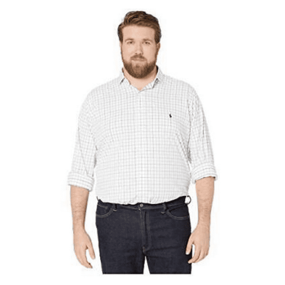 Polo Ralph Lauren Men's, BigandTall Long Sleeve Performance Woven Shirt,White,3XLT