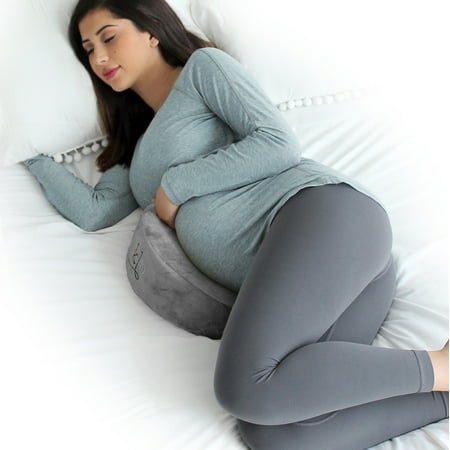 eklo MommyWedge Pregnancy Wedge Pillow - Memory Foam Maternity Support for Back, Belly, Knees - Includes Soft Velvet