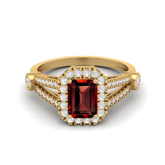 925 Sterling Silver Gold Vermeil 9X7mm Cushion Garnet 925 Sterling Silver Solitaire Split Shank Valentines Day Gifts Ring