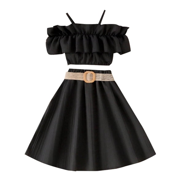 Cami Two Piece Match T Shirts 2PC Sets for Girl Chiffon Midi Tops Bustier Tshirt Skort 2PC Sets Girl 2026 Clothing Fashion Country Concert Y2K