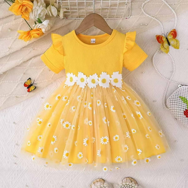crazy 8 gold dress Baby Girl Dress Crazy 8 Toddler Dress Toddler Girls' Floral Print Casual  Dress | Spring Summer Short Sleeve Playful Outfit