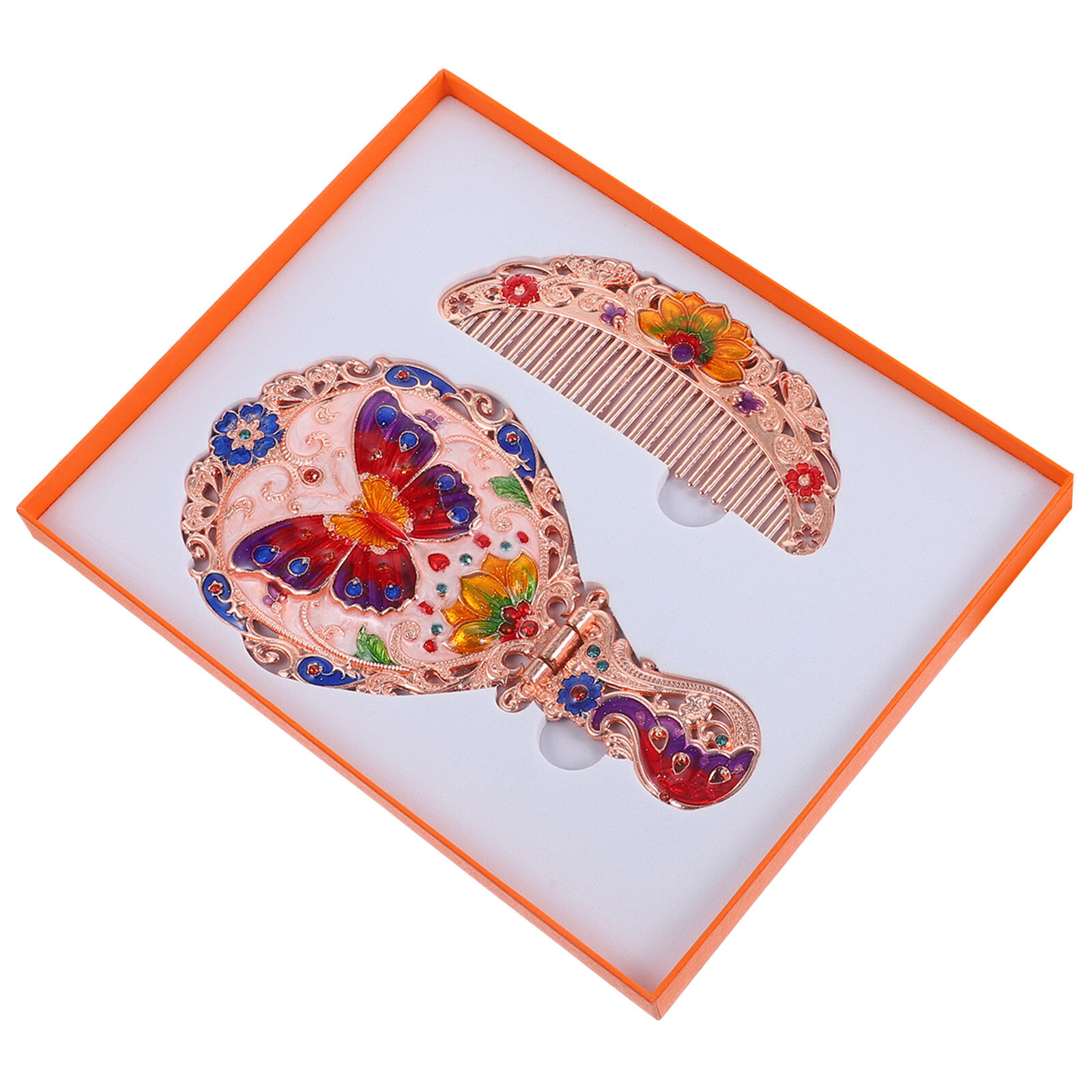 1 Set Vintage Handheld Makeup Mirror Cosmetic Mirror with Comb for