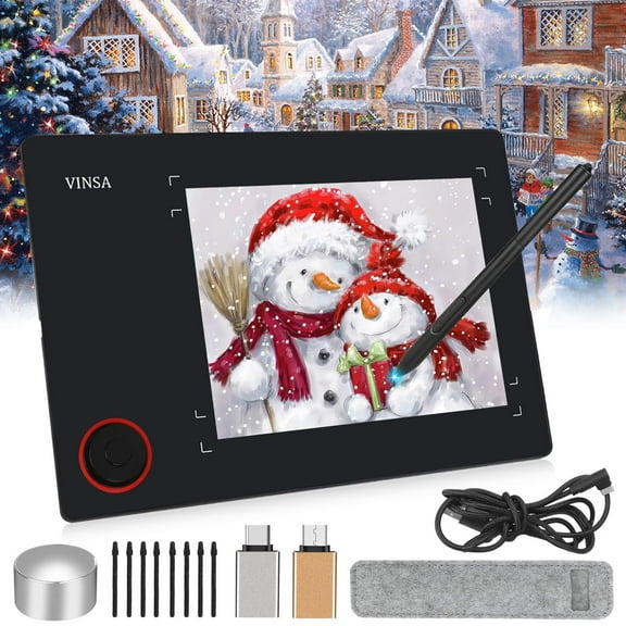 SkyAuks Digital Art Tablet, 6x10 Inch Graphics Drawing Tablet, 8192 Levels Pressure Sensitivity, Battery-Free Stylus