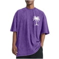 thumbnail image 2 of Blmnix Pullover Tshirts Shirts for Men Graphic Tees Cotton T Shirts Hawaiian Shirt T-Shirts Crew Neck Elbow-Length Purple Cotton Shirts for Men,XXXXL, 2 of 5